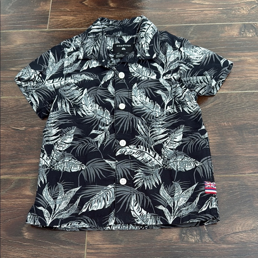 Black and White Leaf Print Kids Shirt